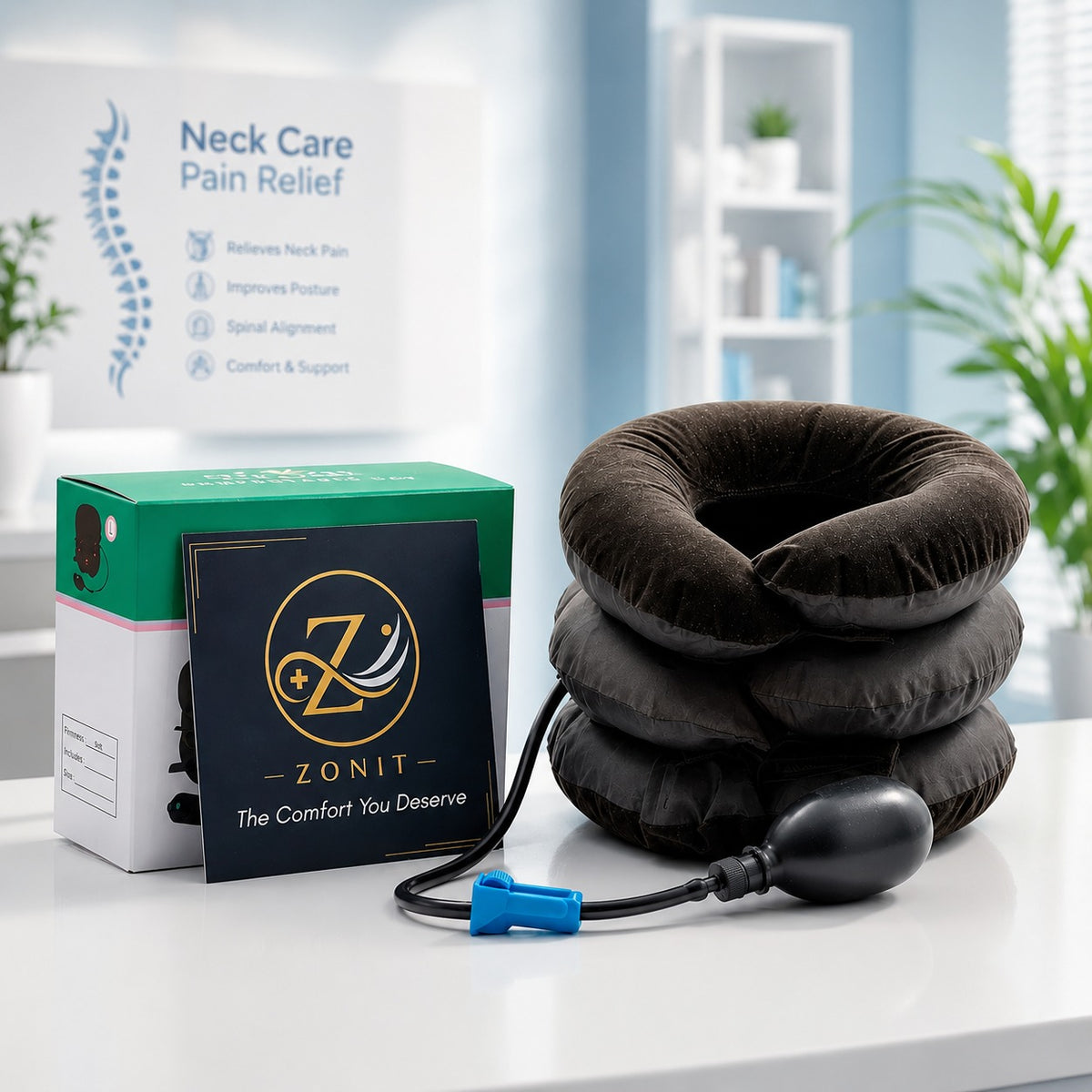 Zonit Cervical Neck Traction Collar – Inflatable Neck Pain Relief Device